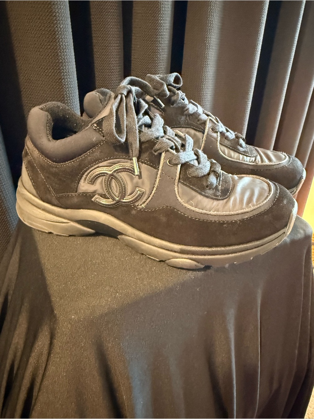 CHANEL Black Suede & Leather Men’s Sneakers